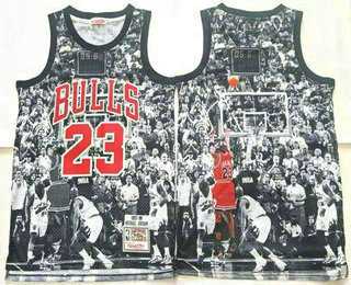 Men%27s Chicago Bulls #23 Michael Jordan Black Last Throw Swingman Jersey